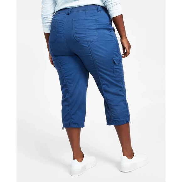 Style & Co 18W Cargo Capri Midrise Bungee  Comfort Waist Pockets Nautical Beachy - Picture 12 of 12